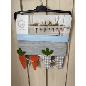 Rachel Ashwell Farmhouse Easter Mantel Scarf Carrot Garland Grey Ticking Stripe